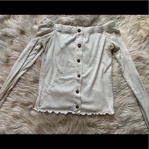 Off the shoulder white Brandy Melville top